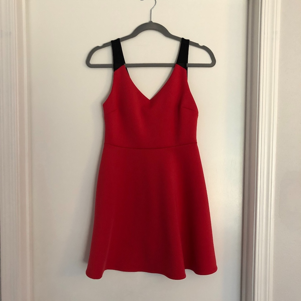 Forever 21 Short Red Dress with Black Mesh Straps